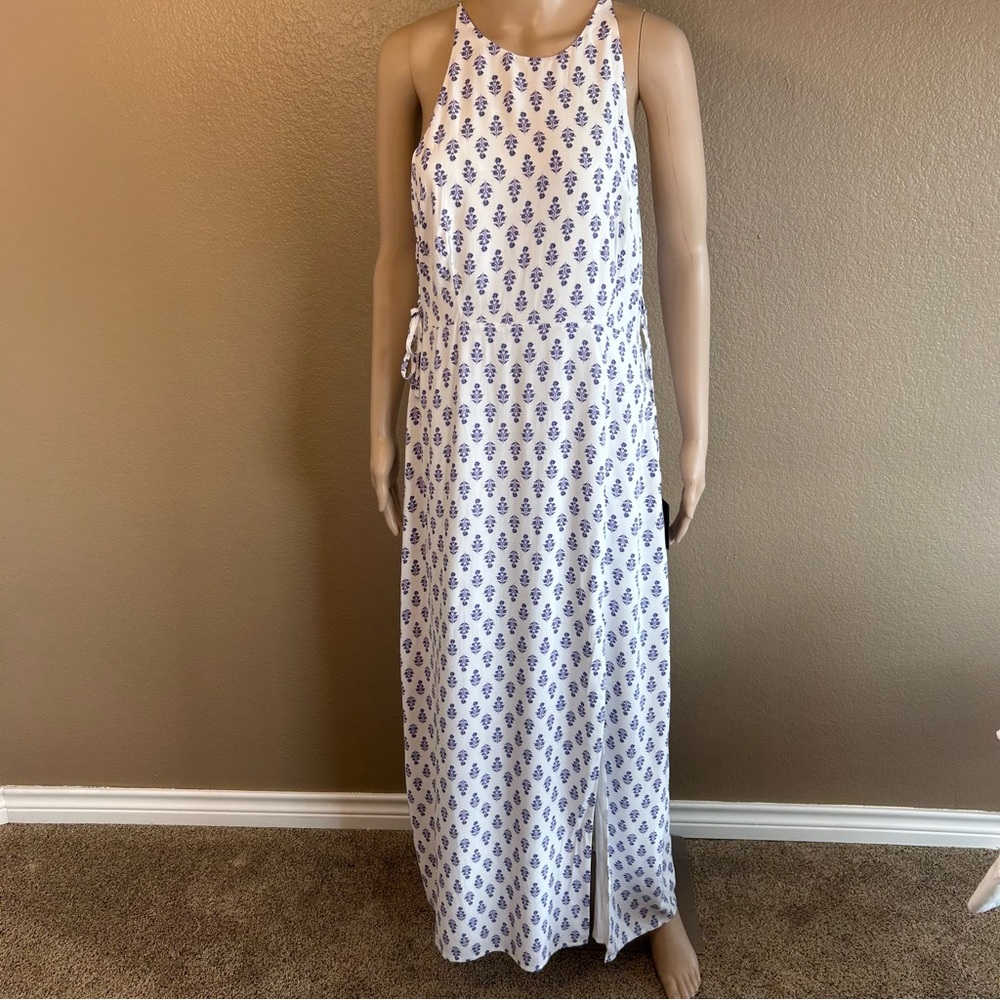 Lulus Women’s Maxi Dress With Purple Floral Pattern Side Ties Sz L NWT